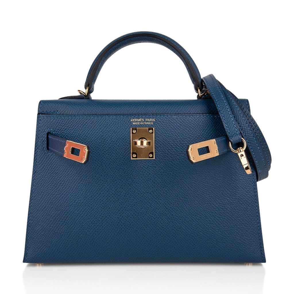 Kelly 20 Mini Sellier Bag Deep Blue Epsom Leather Gold Hardware