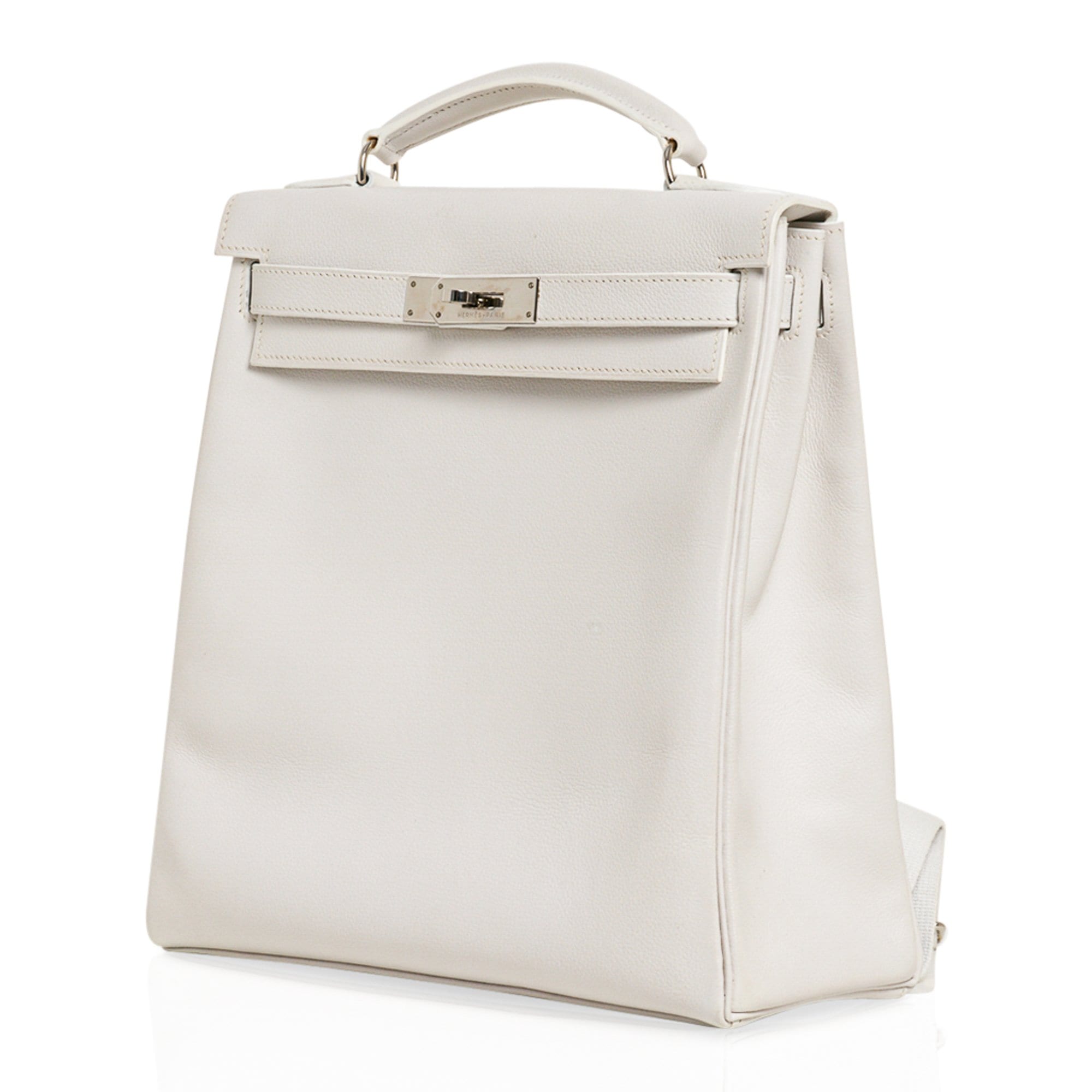 Kelly Ado 28 Bag White Evergrain Palladium Hardware