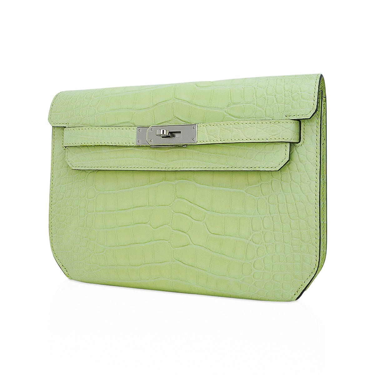 Kelly Depeches 25 Pouch Jaune Bourgeon Matte Alligator Palladium Hardware