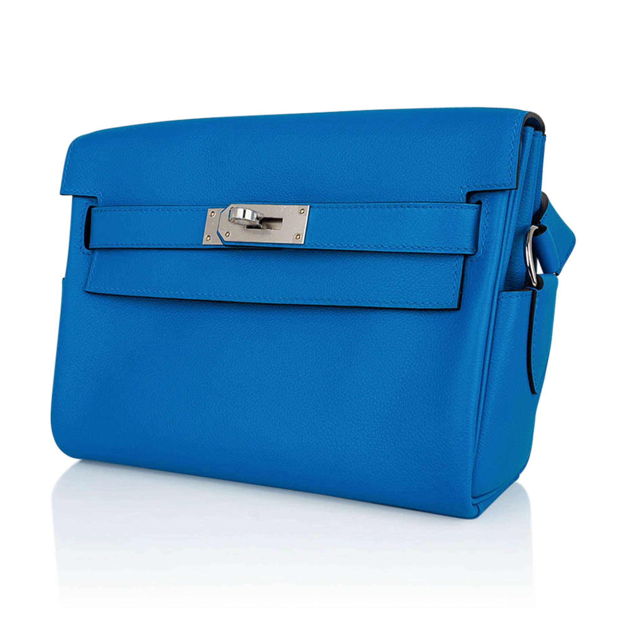 Kelly Messenger PM Blue Zanzibar Evercolor Leather with Palladium Hardware