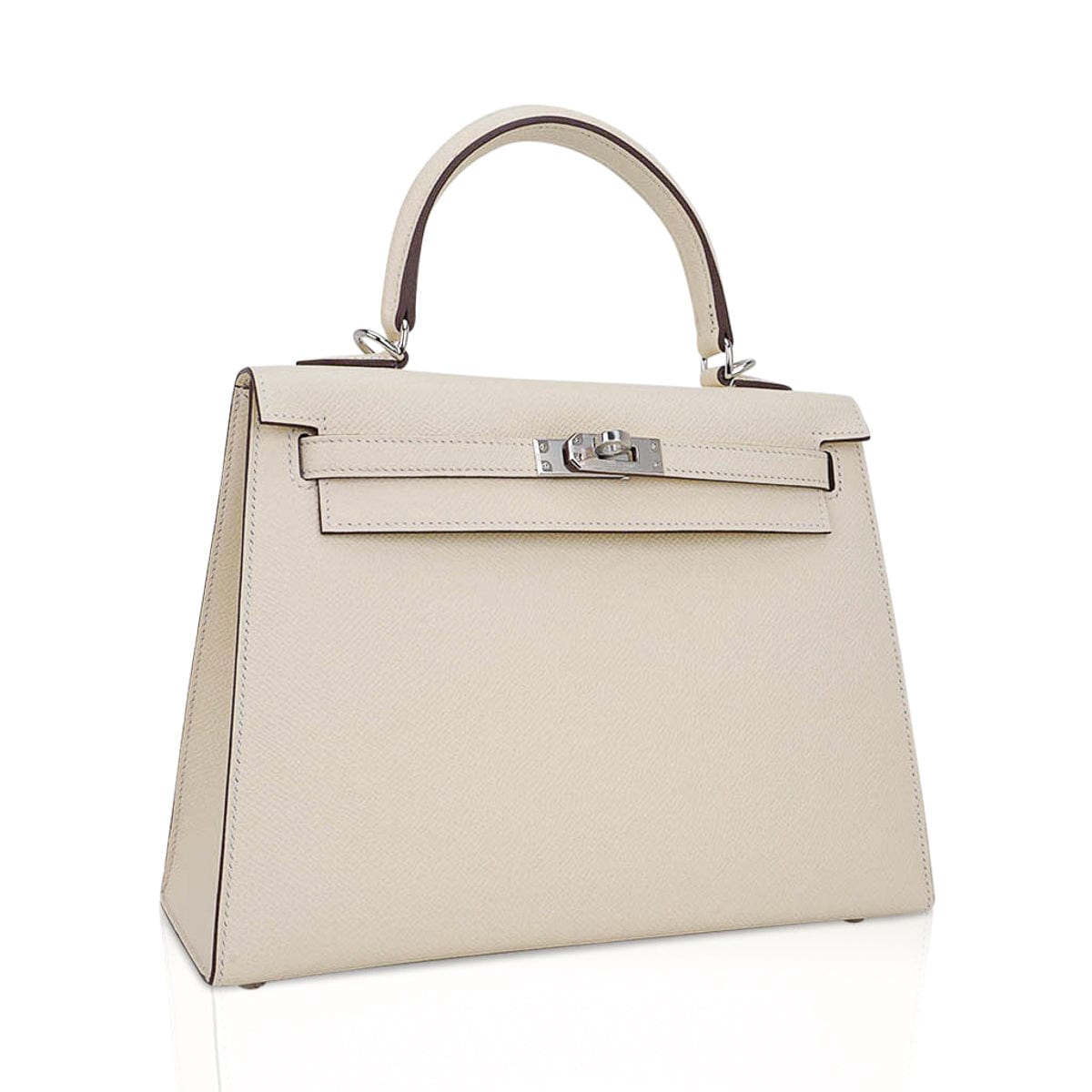 Kelly 25 Sellier Bag Nata Epsom Leather with Palladium Hardware