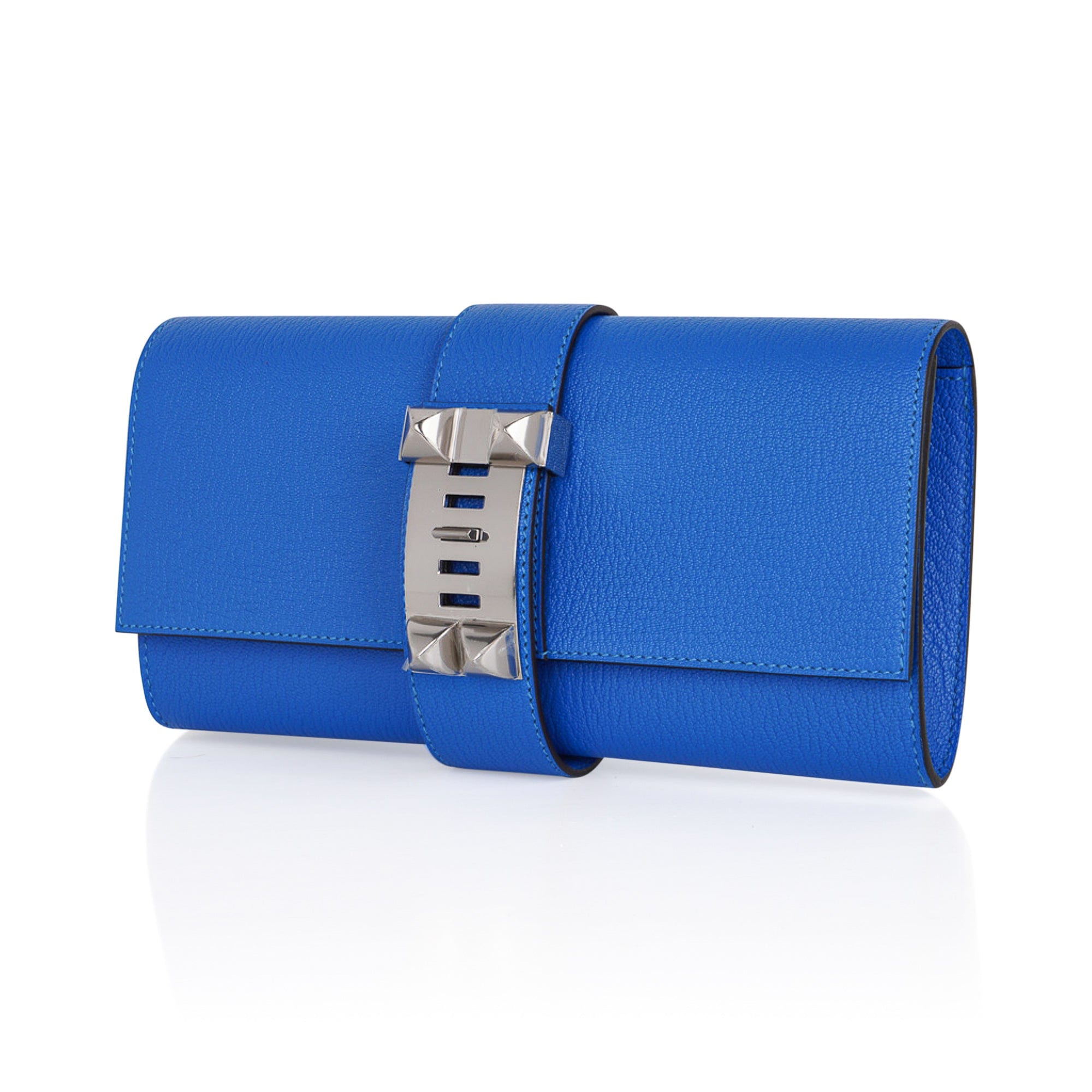 Medor Clutch Bag Blue Hydra Palladium Hardware New