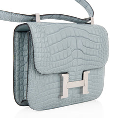 Limited Edition Micro Constance Bag Ciel Matte Alligator with Palladium Hardware