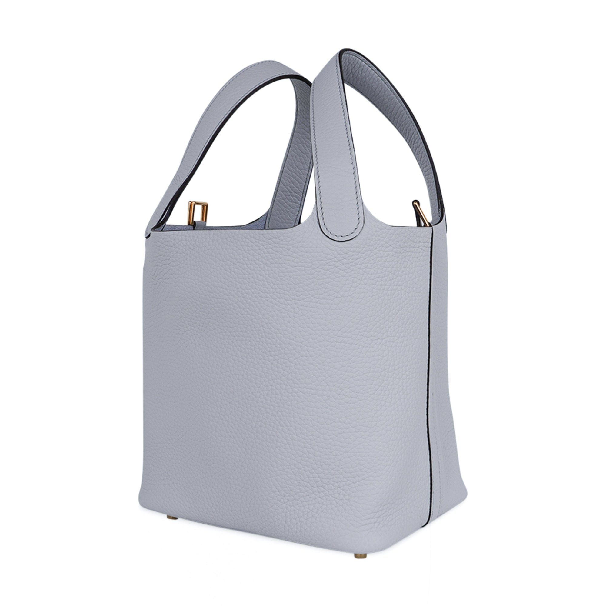 Picotin Lock 18 Bag Blue Pale Tote Gold Hardware