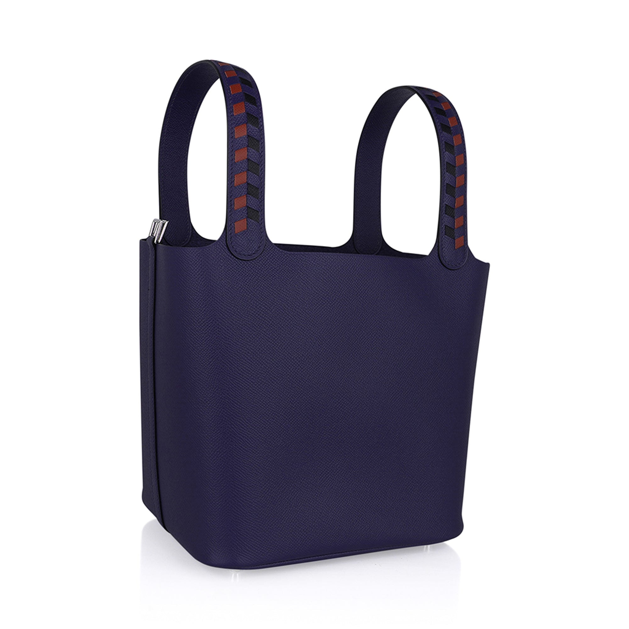 Picotin Lock 22 Bag Tressage Bleu Encre / Brique / Noir Palladium