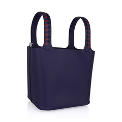 Picotin Lock 22 Bag Tressage Bleu Encre / Brique / Noir Palladium