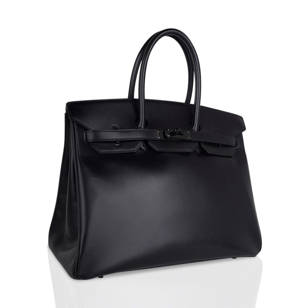 Birkin 35 Bag So Black Box Leather Limited Edition Very Rare