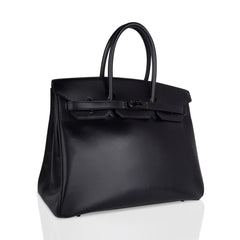 Birkin 35 Bag So Black Box Leather Limited Edition Very Rare