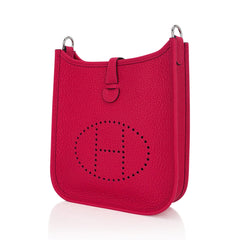 Mini Evelyne III TPM Bag Framboise Clemence Leather with Palladium Hardware