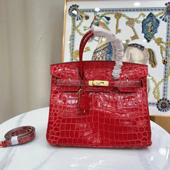 Birkin 30 Rouge Matte Alligator Gold Hardware