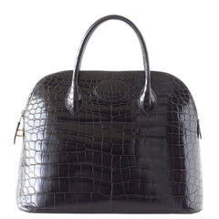 Vintage 37 Bag Bolide  Black Porosus Crocodile Gold Hardware
