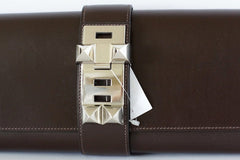 Medor Clutch Bag Chocolate Box Leather Palladium