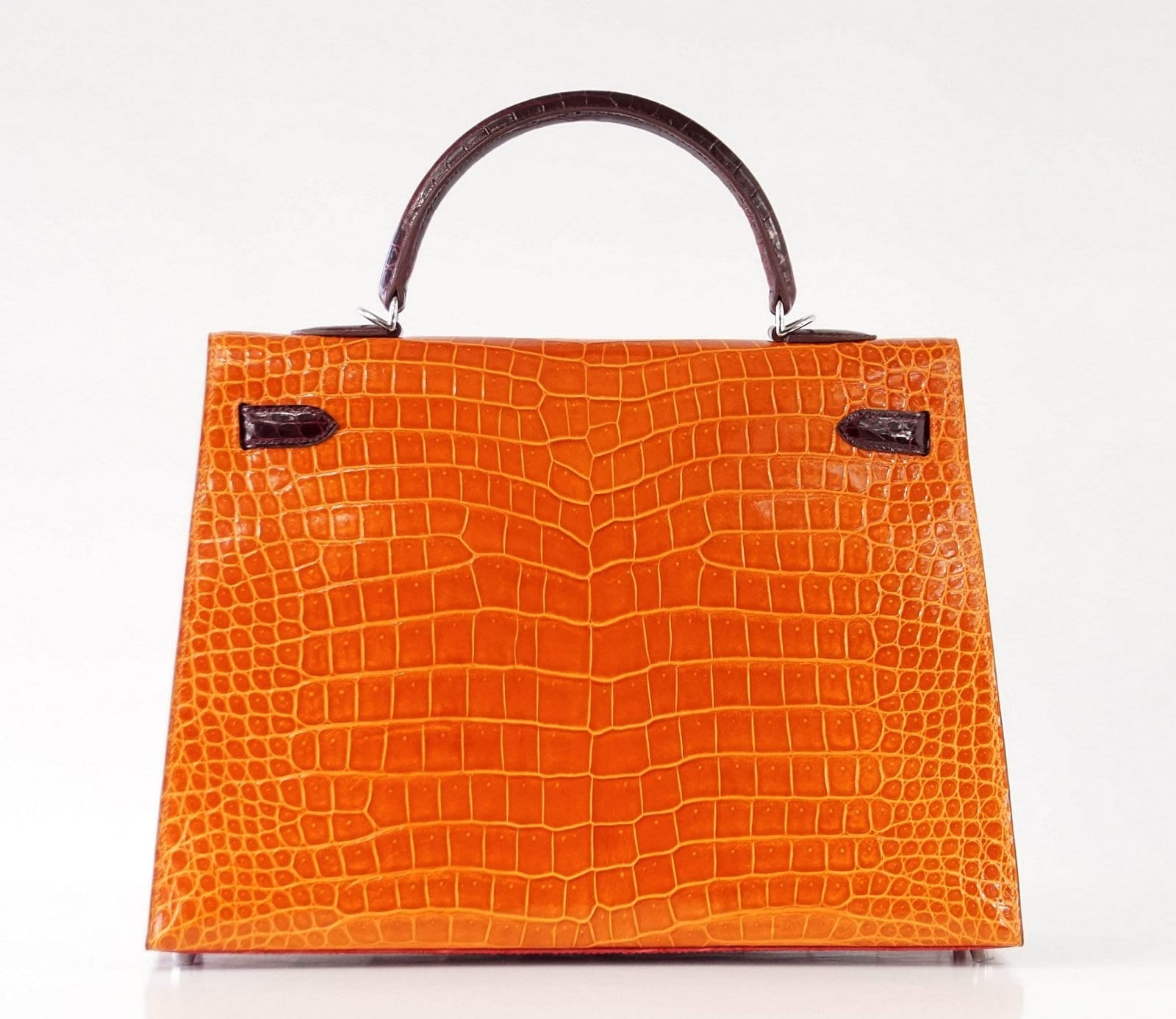 Kelly 35 Bag Tri Color Horseshoe Porosus Crocodile Palladium