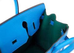 Verso Birkin 30 Bag Blue Zanzibar & Malachite Togo Leather with Palladium Hardware