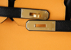 Birkin 30 Bag HSS Bi-Color Jaune  Black Brushed Gold Epsom