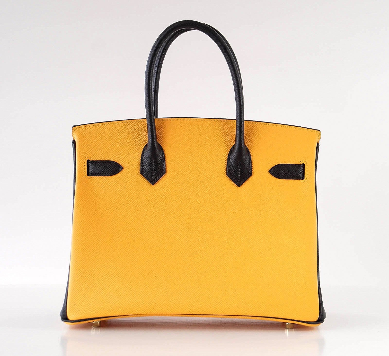 Birkin 30 Bag HSS Bi-Color Jaune  Black Brushed Gold Epsom
