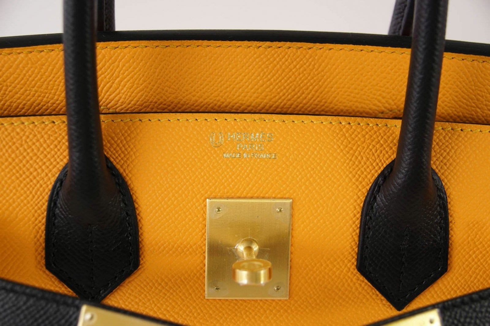 Birkin 30 Bag HSS Bi-Color Jaune  Black Brushed Gold Epsom