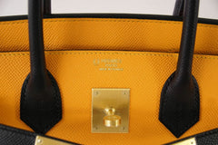 Birkin 30 Bag HSS Bi-Color Jaune  Black Brushed Gold Epsom