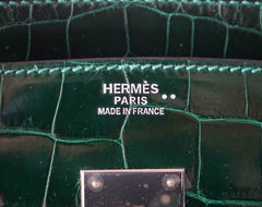 Birkin 30 Bag Emeraude Emerald Porosus Crocodile Palladium
