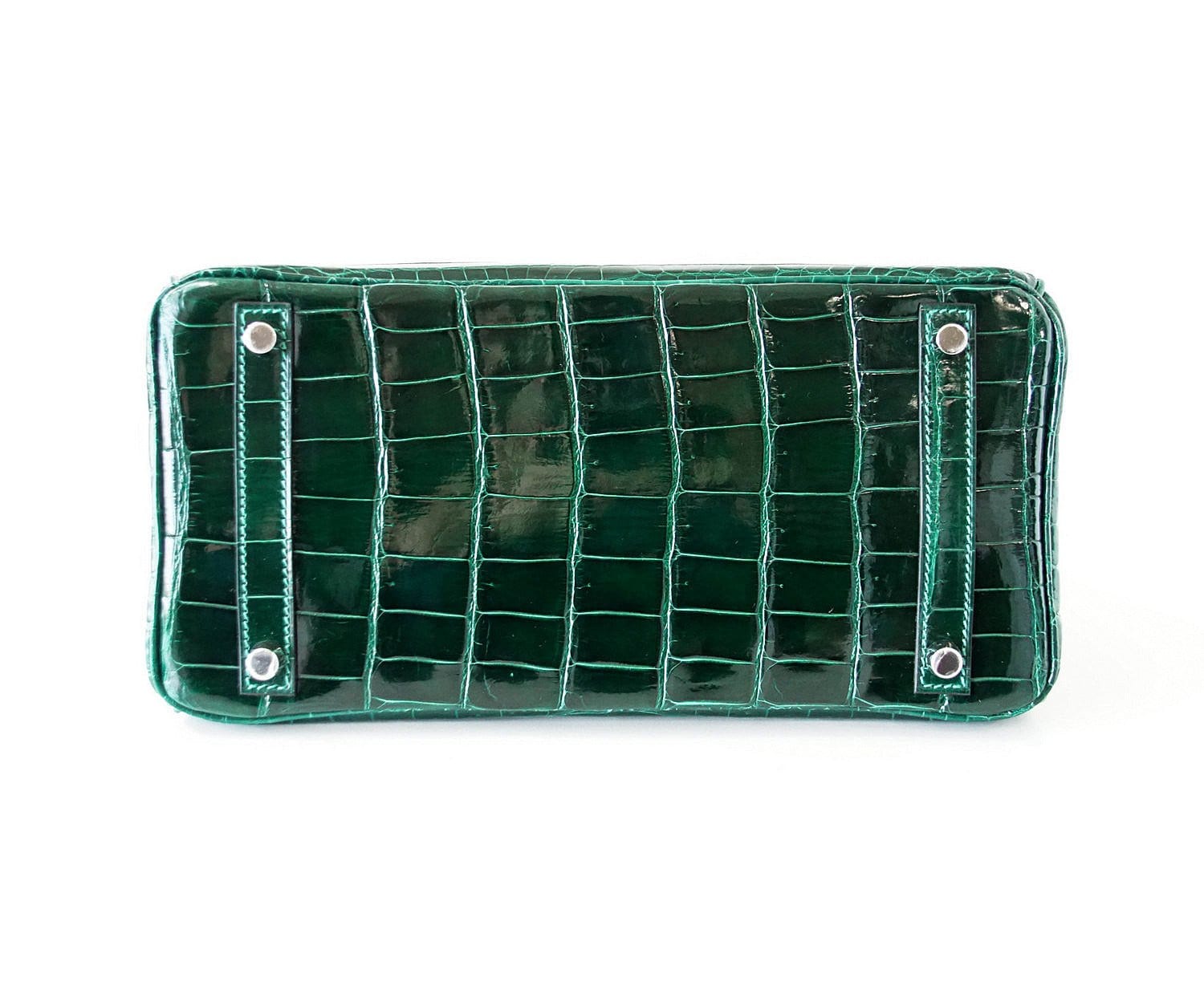 Birkin 30 Bag Emeraude Emerald Porosus Crocodile Palladium