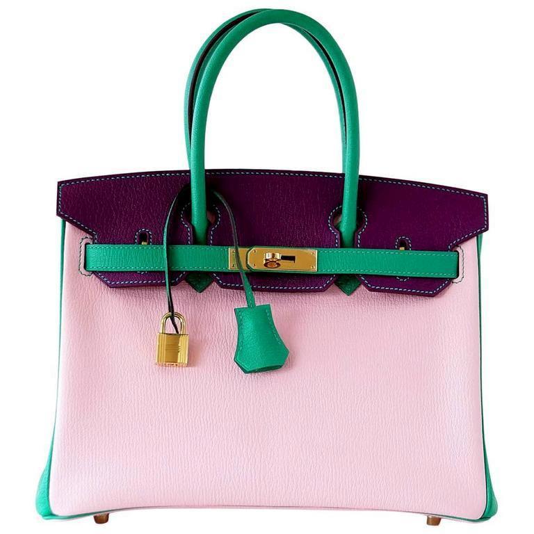 Birkin 30 Bag Tri-Color HSS Rose Sakura Anemone Bamboo Chevre Gold