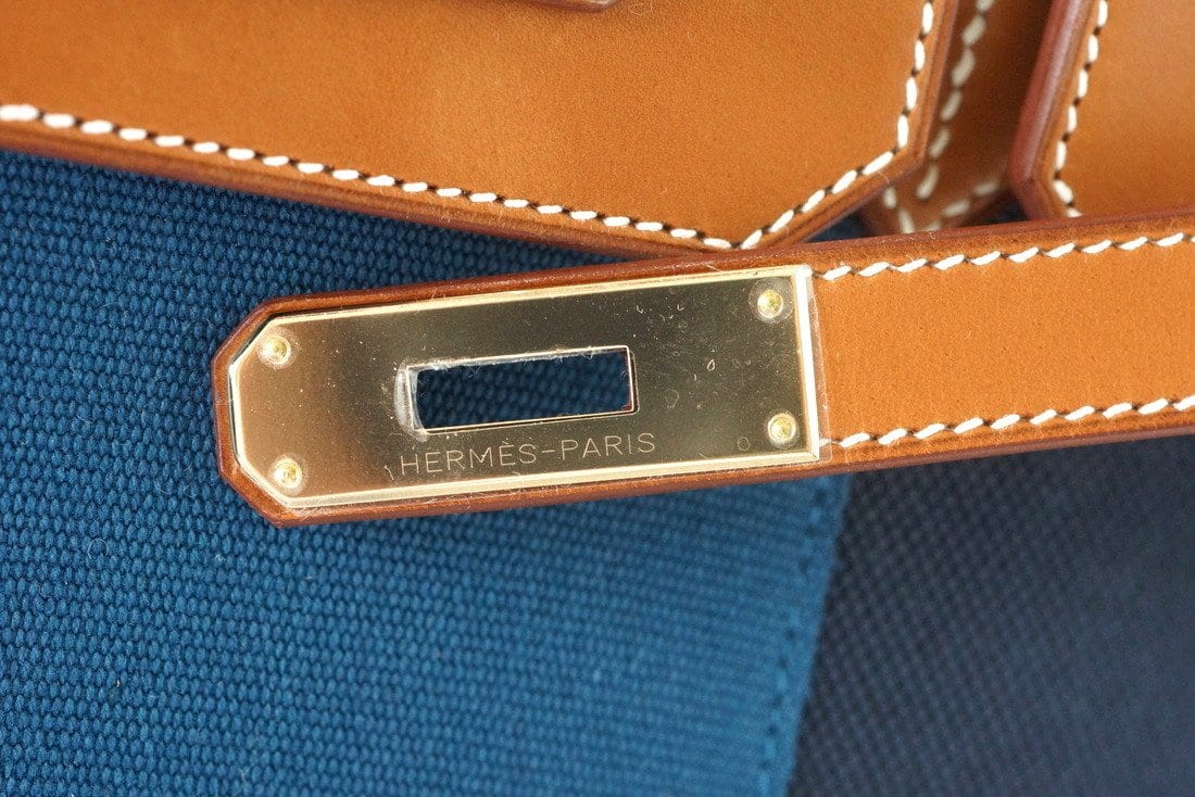 Birkin 35 Bag Blue Flag Toile Barenia Leather Permabrass Limited Edition