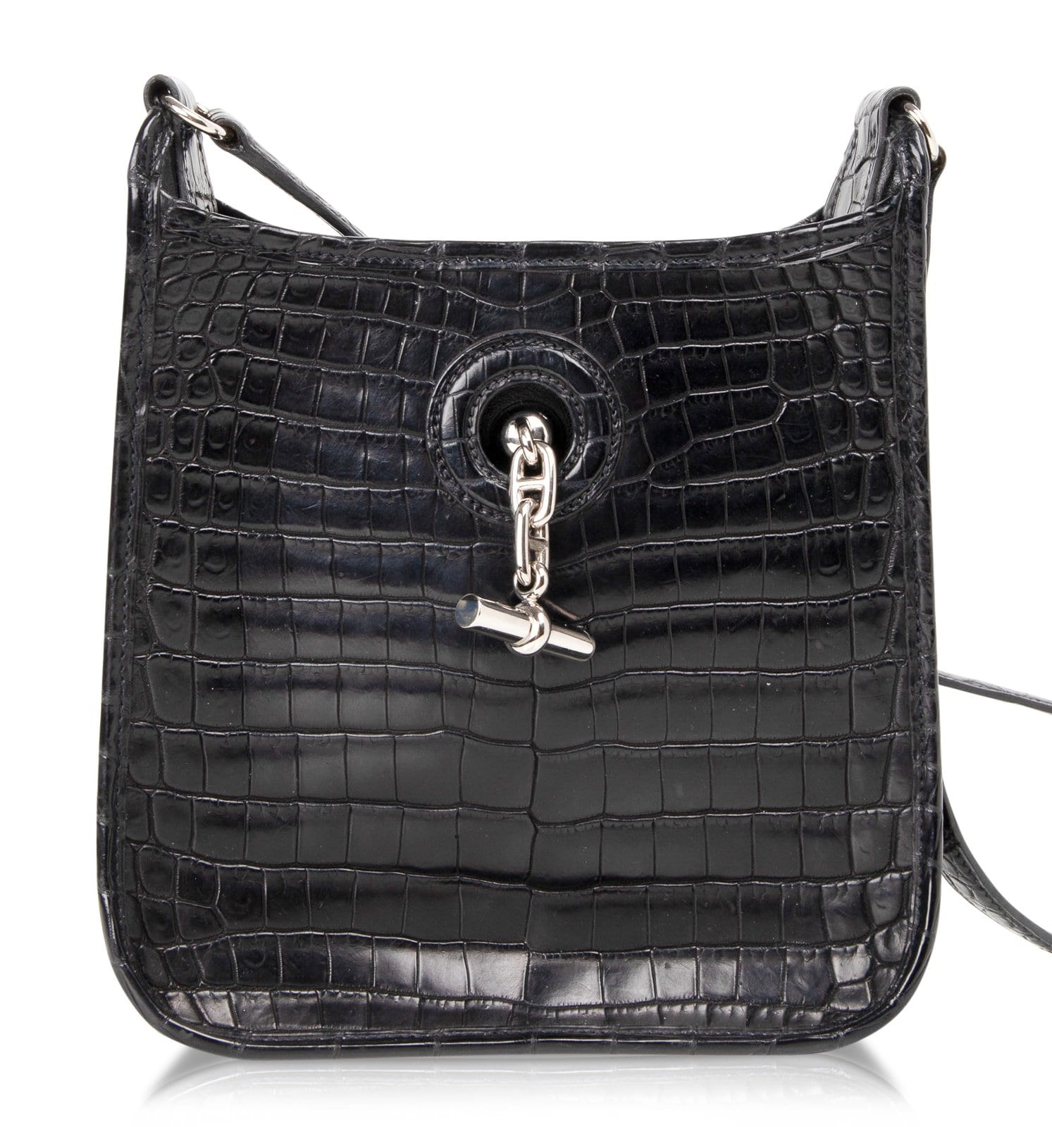 Vespa TPM Matte Black Crocodile Crossbody Shoulder Bag