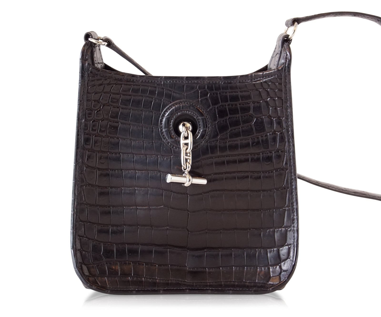 Vespa TPM Matte Black Crocodile Crossbody Shoulder Bag