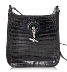 Vespa TPM Matte Black Crocodile Crossbody Shoulder Bag