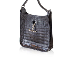 Vespa TPM Matte Black Crocodile Crossbody Shoulder Bag