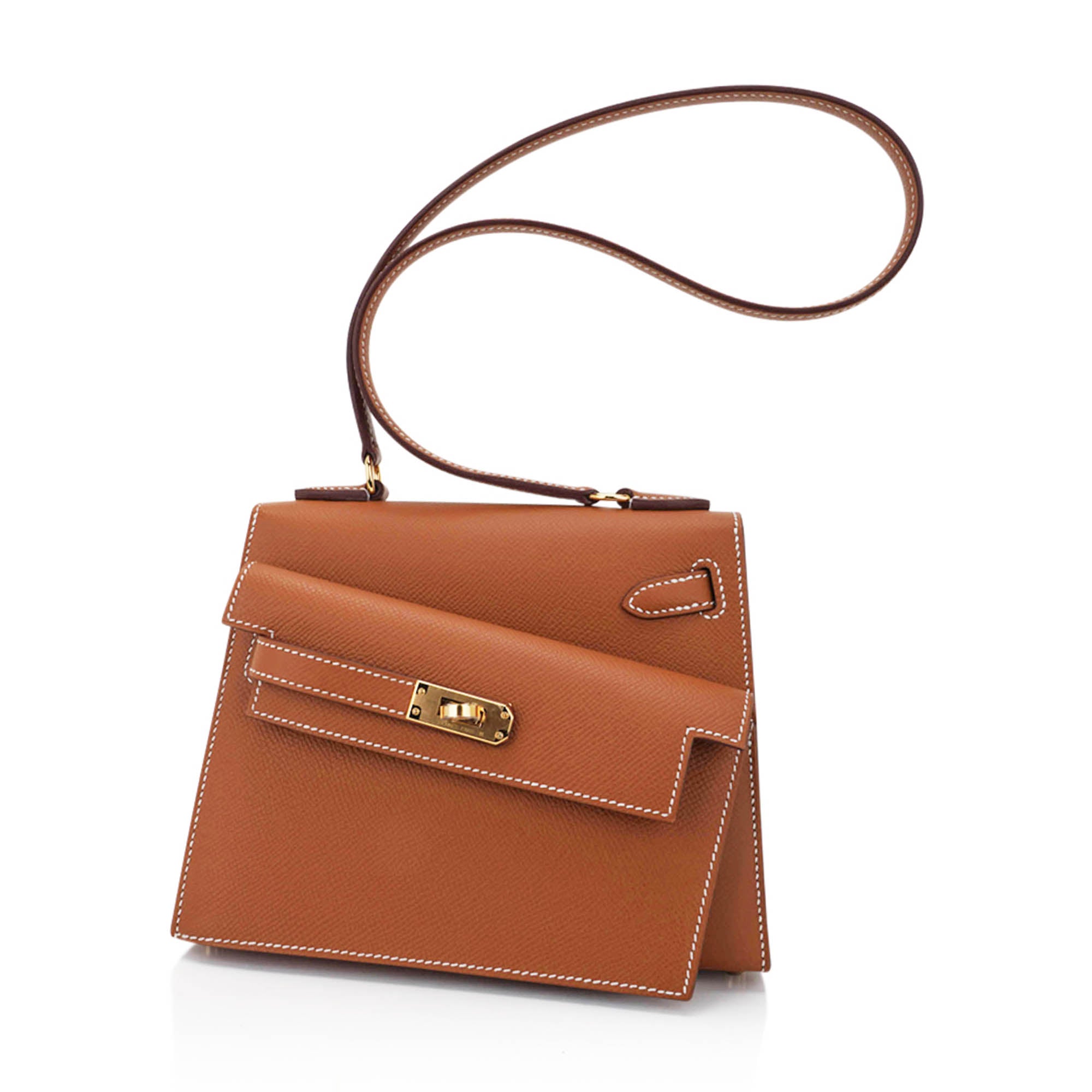Limited Edition Kelly en Desordre Mini 20 Sellier Bag Gold Epsom Leather with Gold Hardware