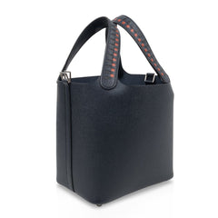 Picotin Lock 18 Tressage De Cuir PM Limited Edition Blue Indigo