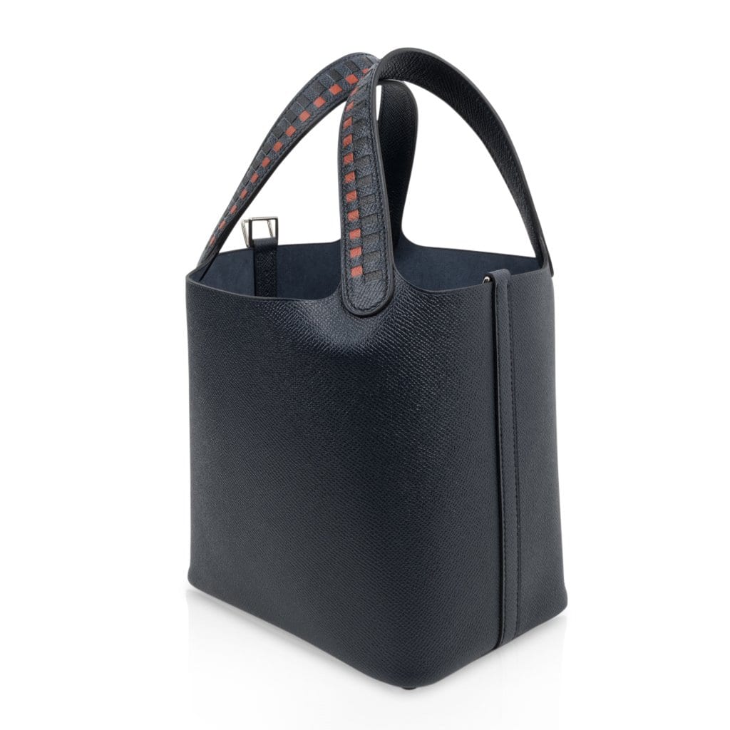 Picotin Lock 18 Tressage De Cuir PM Limited Edition Blue Indigo