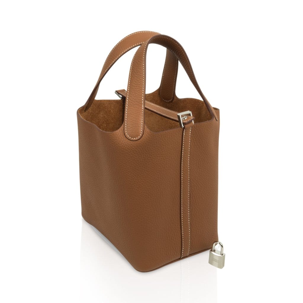 Picotin Lock 18 Bag Gold Clemence Tote Palladium Hardware