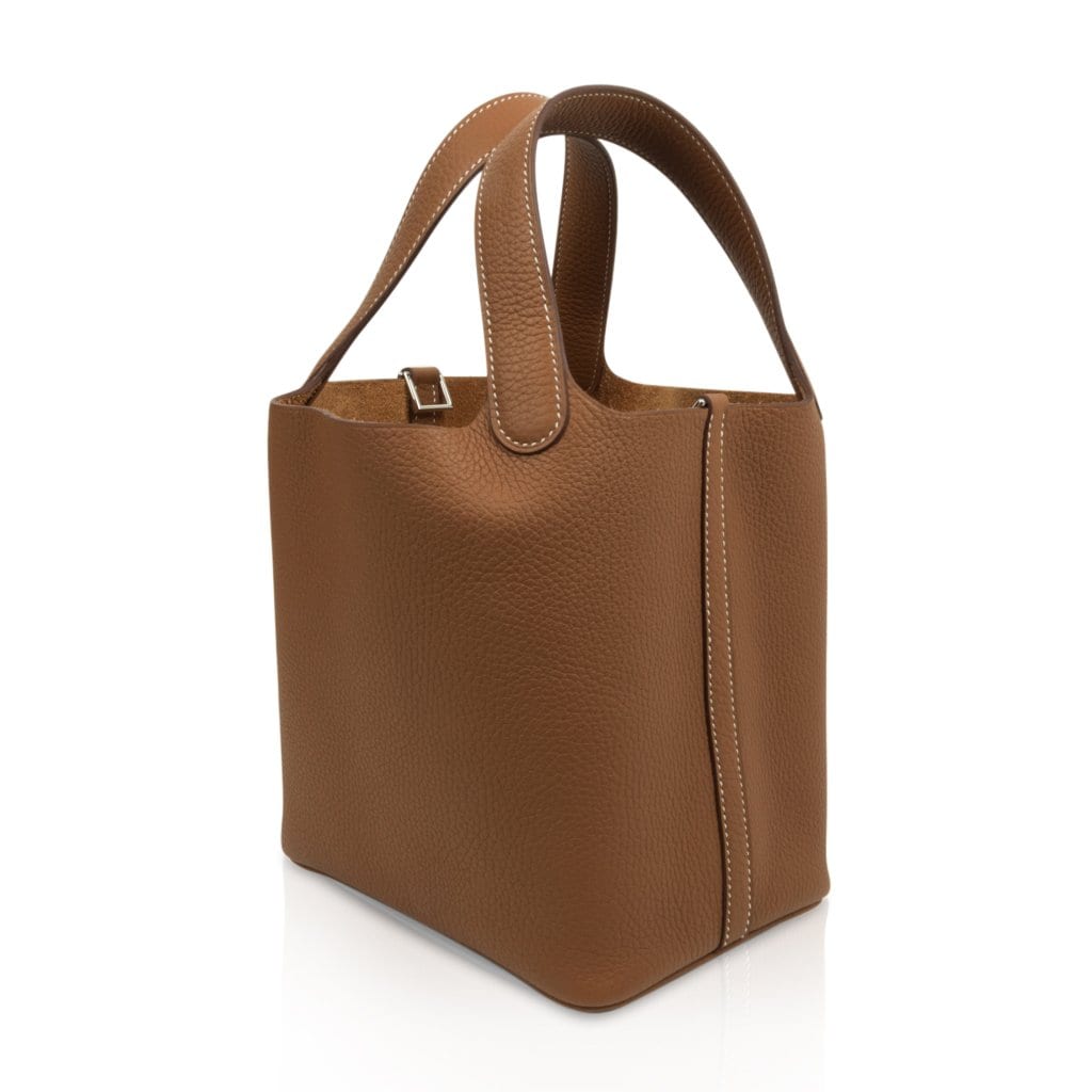 Picotin Lock 18 Bag Gold Clemence Tote Palladium Hardware