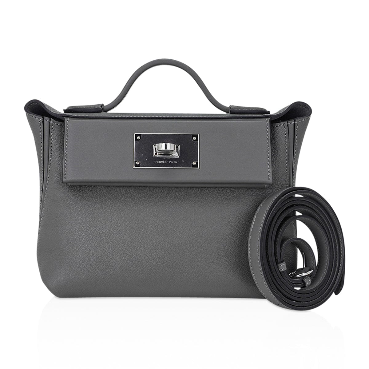 Mini 24/24 21 Bag Gris Meyer Evercolor & Swift Leather with Palladium Hardware