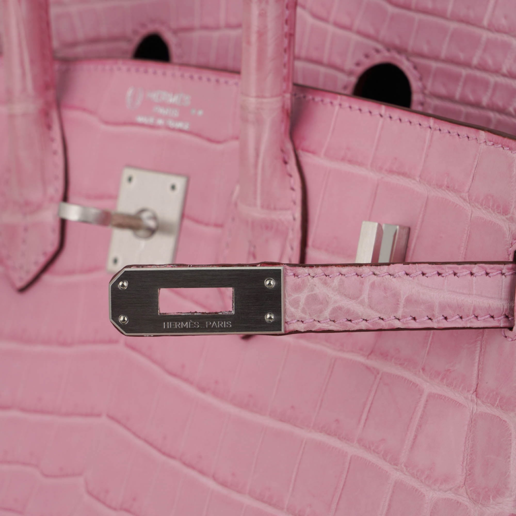 Birkin HSS 25 Bag 5P Pink and Violet Matte Crocodile with Brushed Palladium Hardware