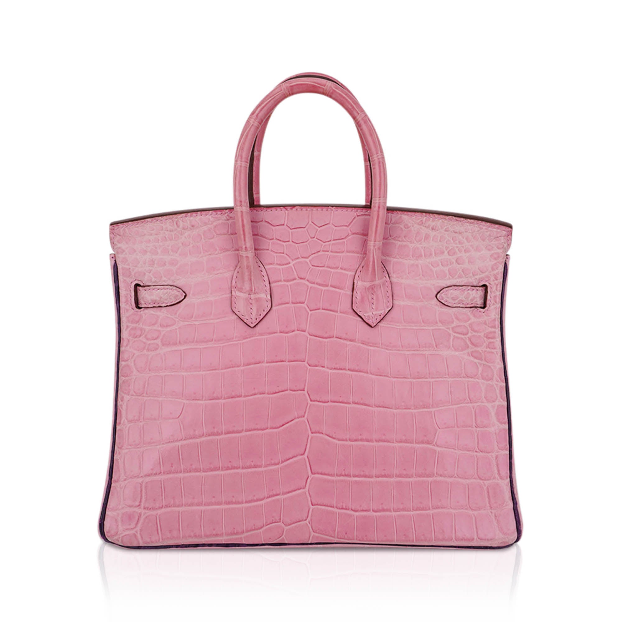 Birkin HSS 25 Bag 5P Pink and Violet Matte Crocodile with Brushed Palladium Hardware