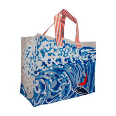 Beach Tote Wave Printed Toile Denim Bag