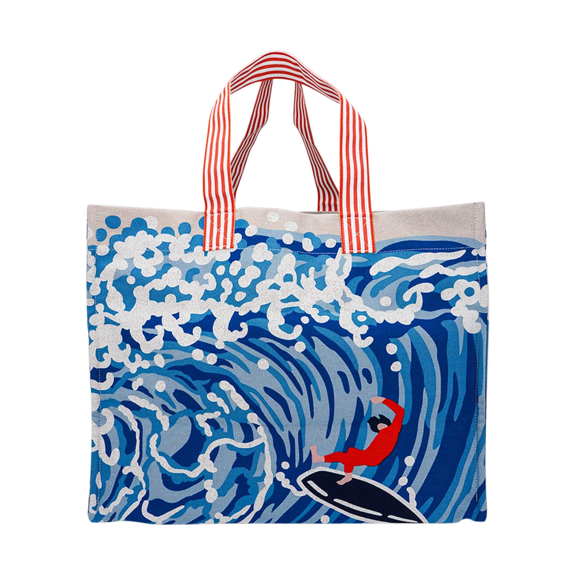 Beach Tote Wave Printed Toile Denim Bag
