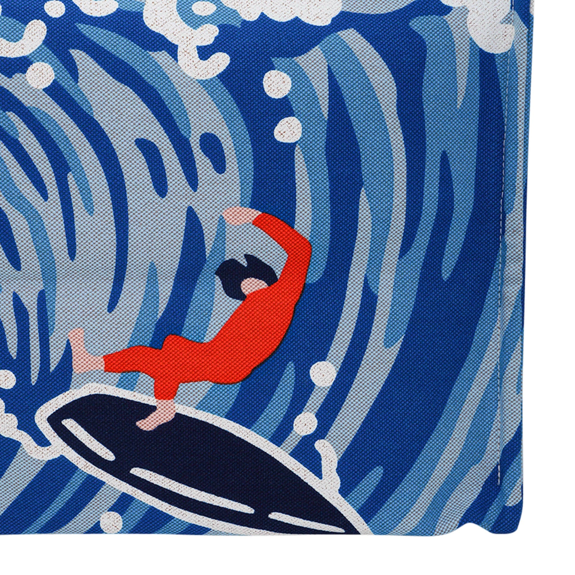 Beach Tote Wave Printed Toile Denim Bag