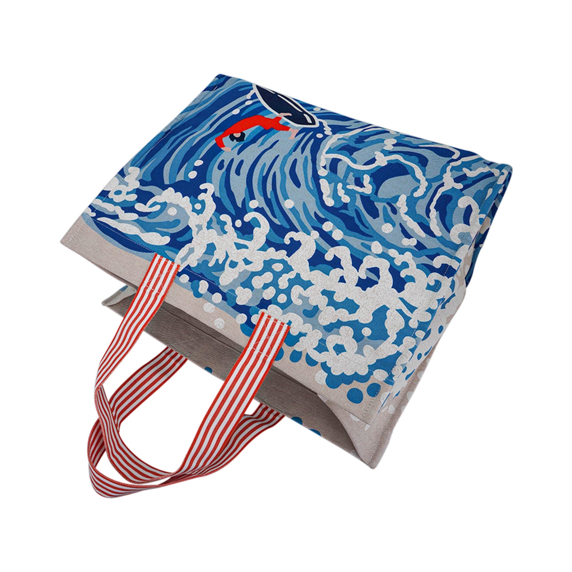 Beach Tote Wave Printed Toile Denim Bag