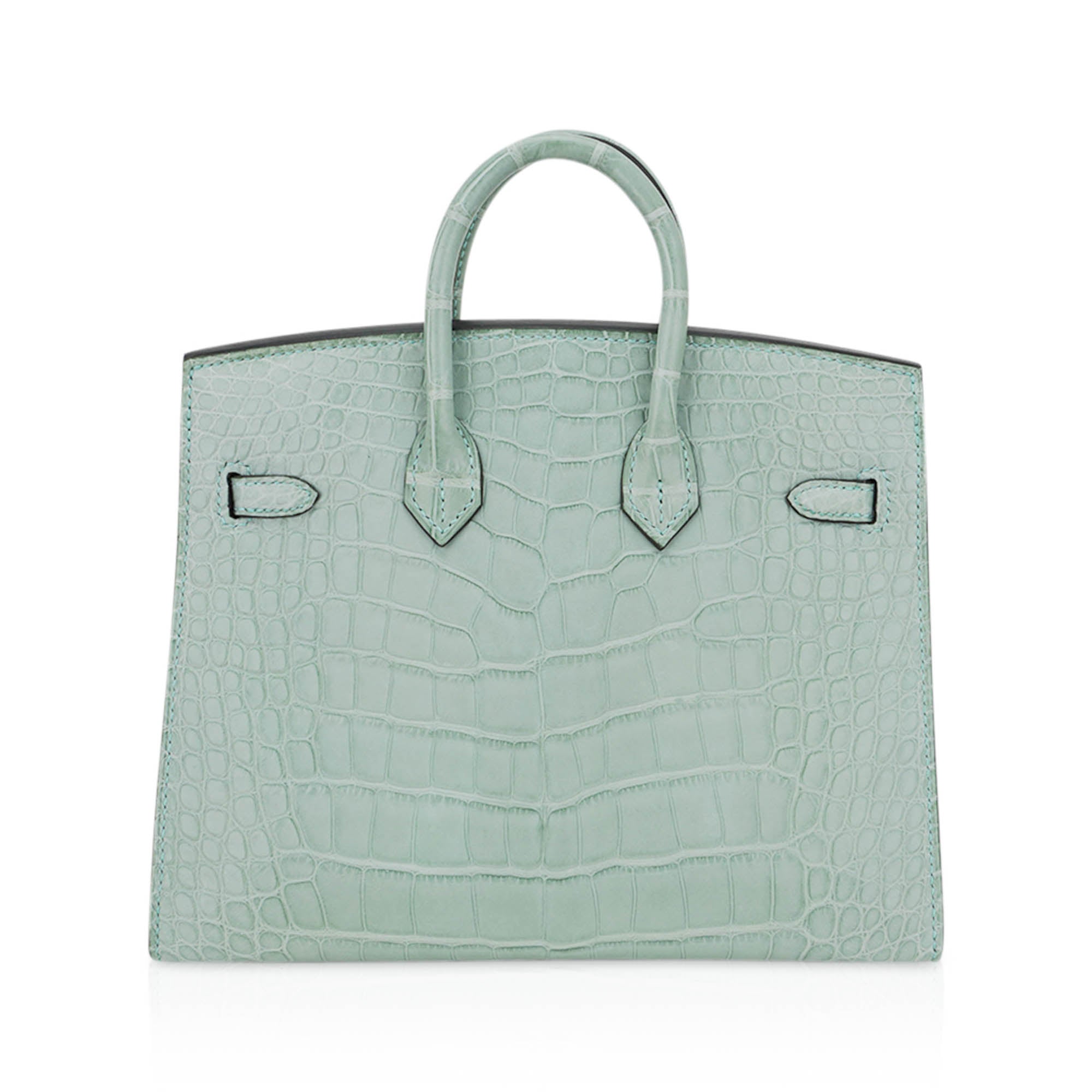 Limited Edition Birkin 20 Sellier Bag Vert D’Eau Matte Alligator with Gold Hardware