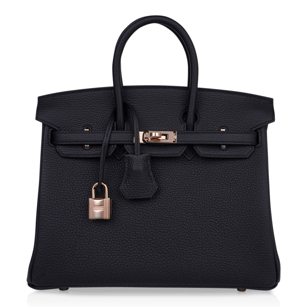 Birkin 25 Bag Black Togo Leather with Rose Gold Hardware