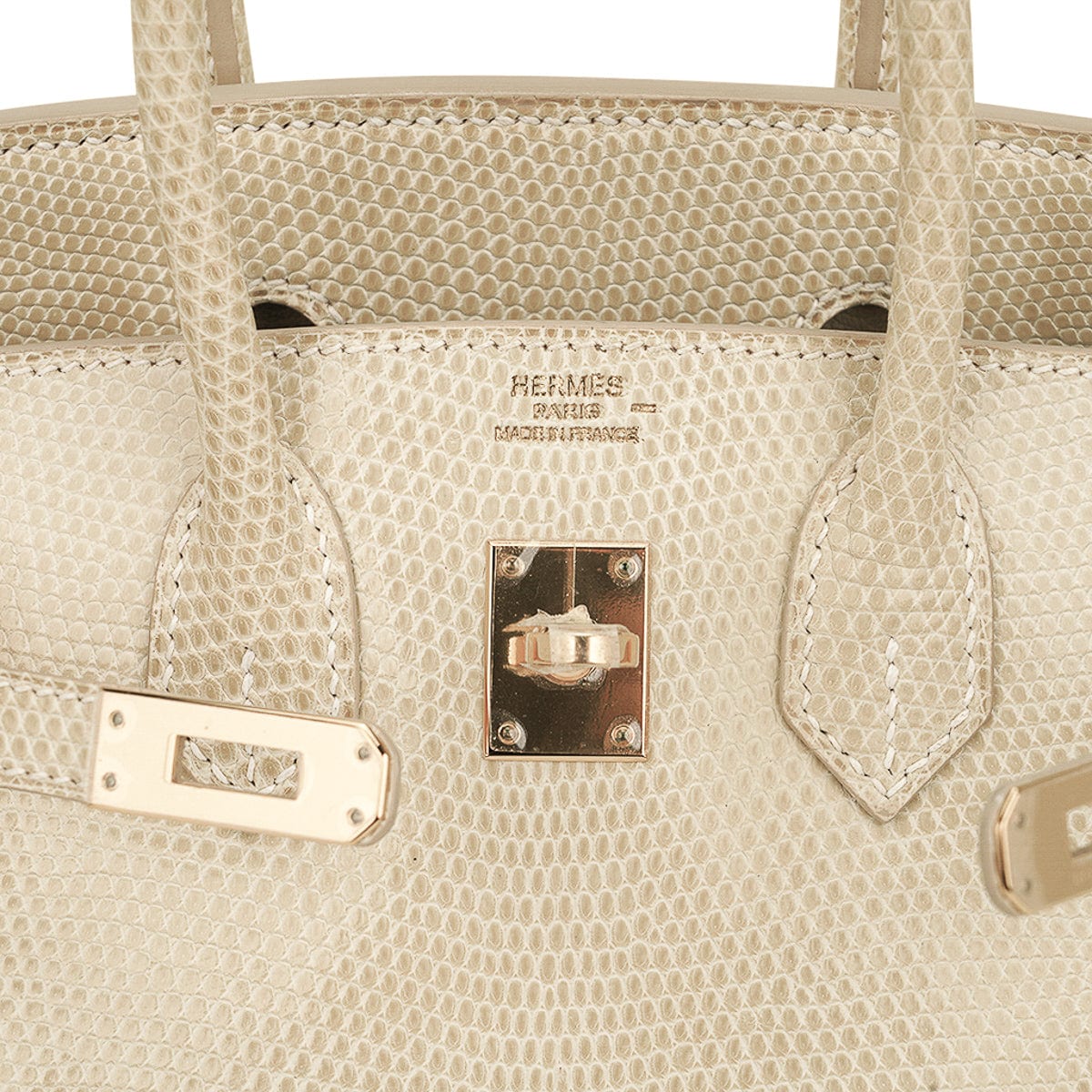 Limited Edition Vintage Birkin 25 Bag Blanc Casse Lizard with Gold Hardware
