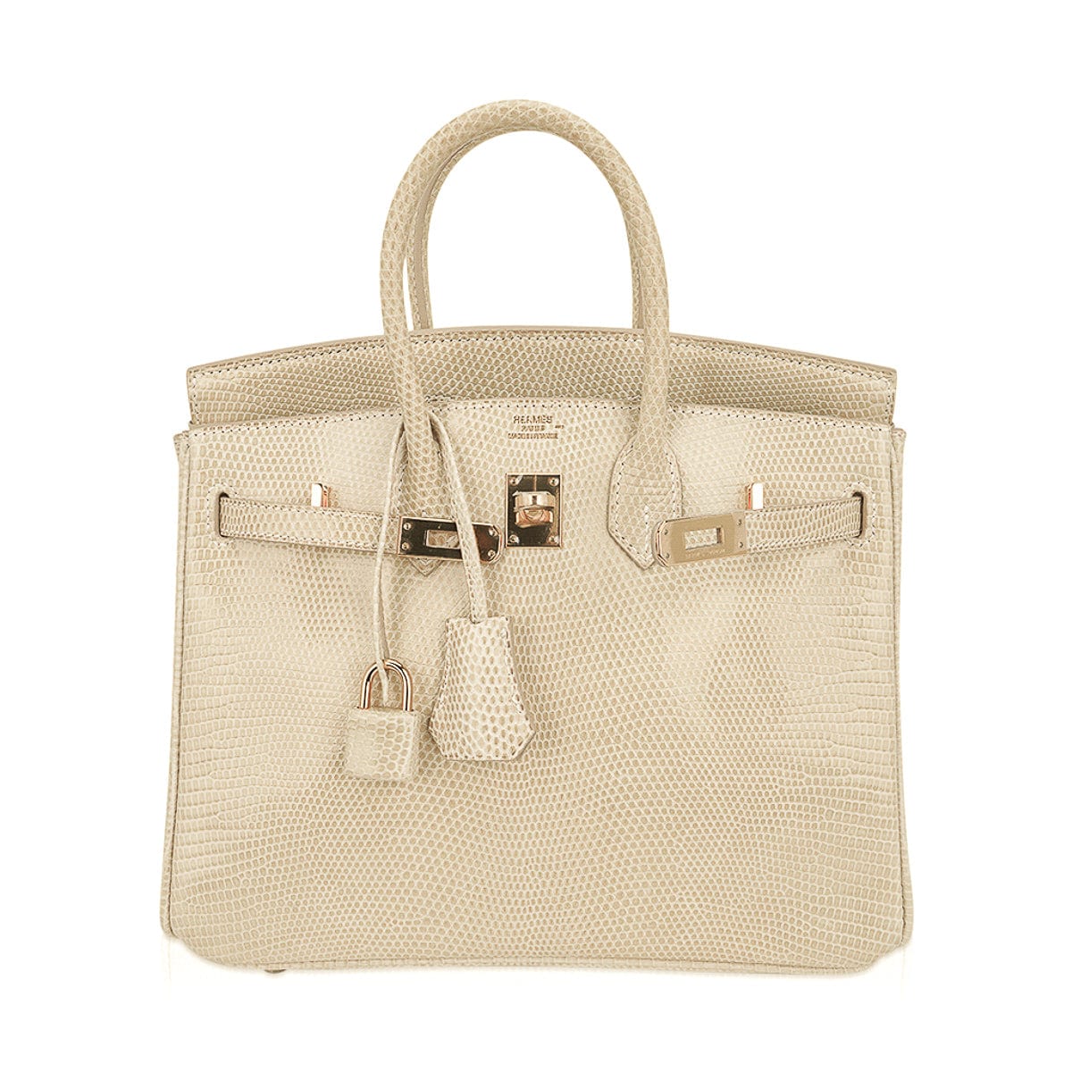 Limited Edition Vintage Birkin 25 Bag Blanc Casse Lizard with Gold Hardware