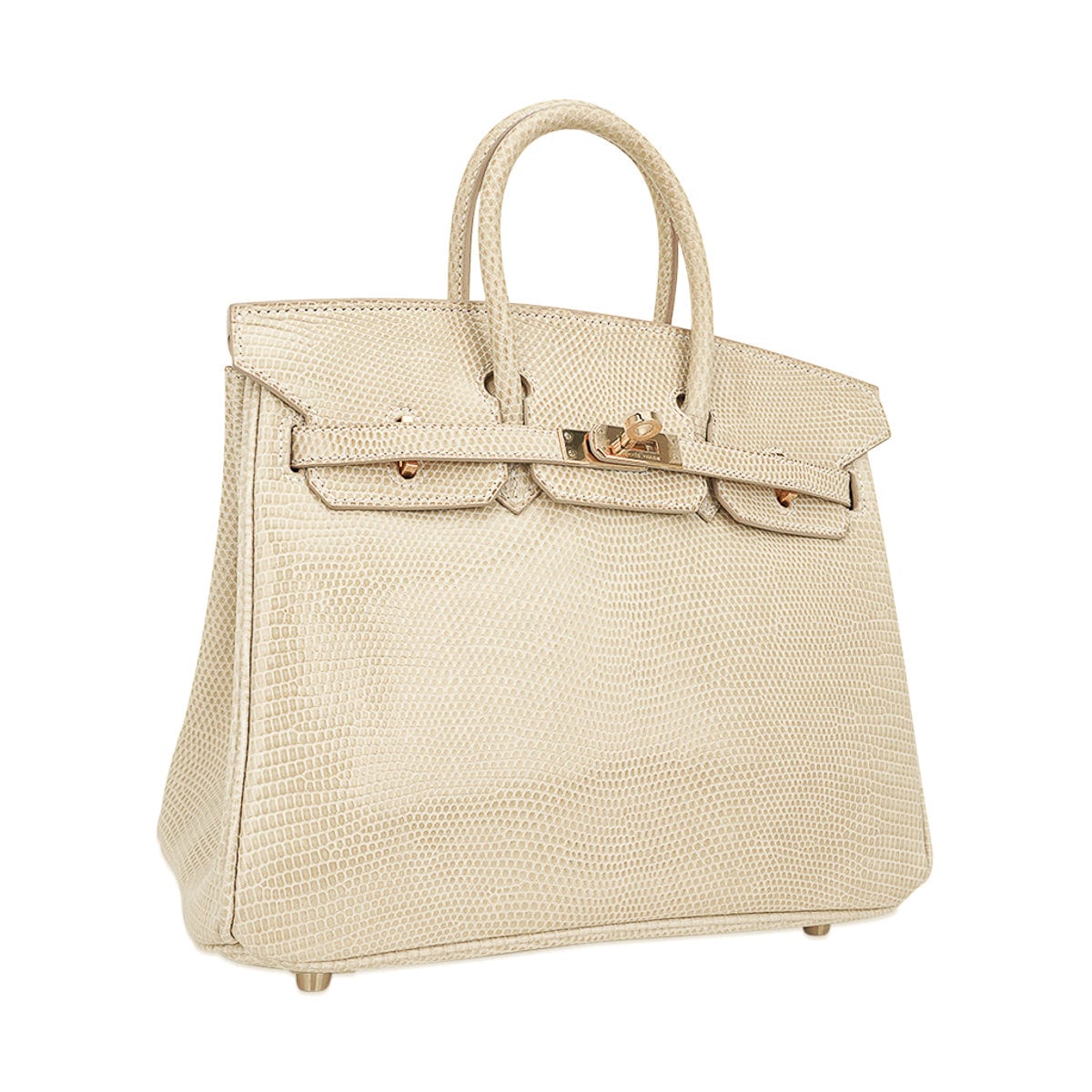 Limited Edition Vintage Birkin 25 Bag Blanc Casse Lizard with Gold Hardware
