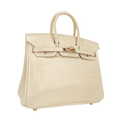 Limited Edition Vintage Birkin 25 Bag Blanc Casse Lizard with Gold Hardware