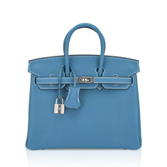 Birkin 25 Bag Blue Jean Togo Leather with Palladium Hardware