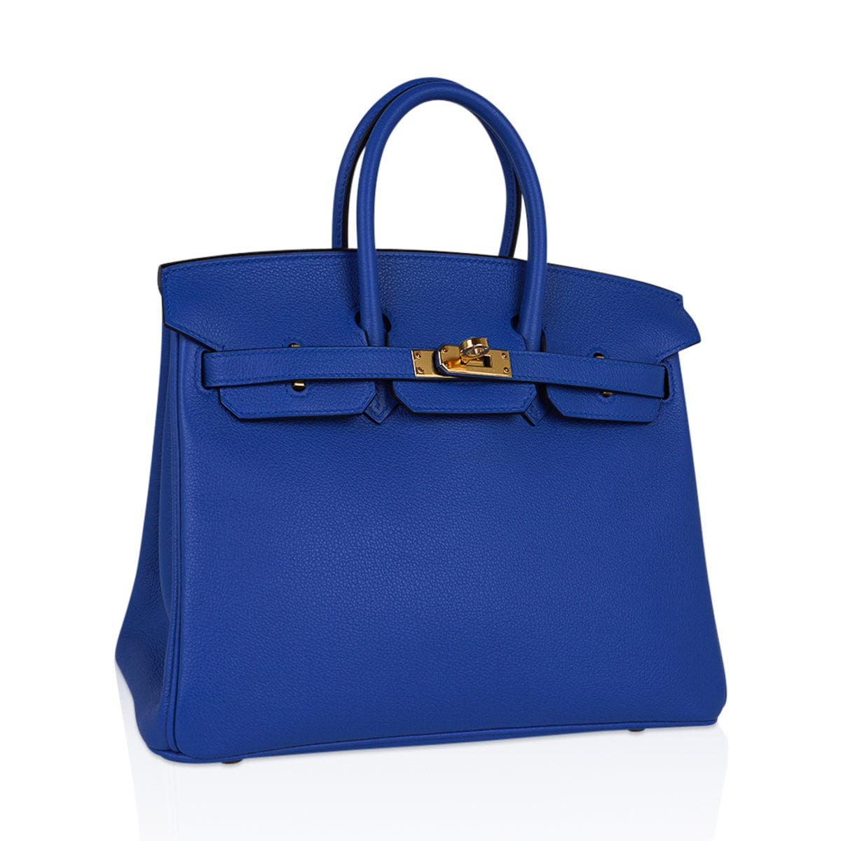 Birkin 25 Bag Blue Zellige Novillo Leather with Gold Hardware